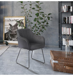 Fauteuil Menphis - L 56 x P 60,5 x H 84 cm - Gris et Noir