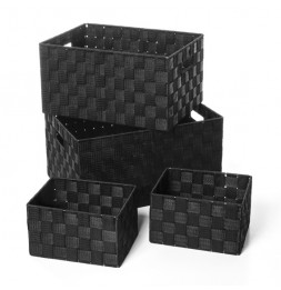 Paniers de rangement - Noir - Lot de 4 corbeilles de rangement