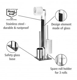 Combiné WC dérouleur papier et brosse WC - Rivalta - Inox