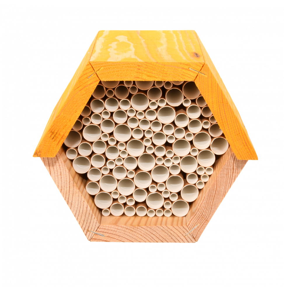 Maison à abeilles hexagonale - L 14,6 x l 14,8 x H 12,8 cm