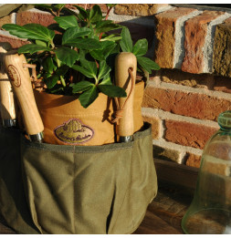 Sac à outils de jardin en toile - D 28 x H 26 cm - Gris et marron