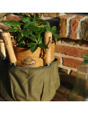 Sac à outils de jardin en toile - D 28 x H 26 cm - Gris et marron