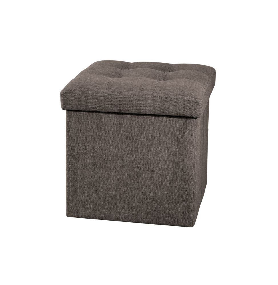 Pouf carré - Gris - Coffre de rangement pliable