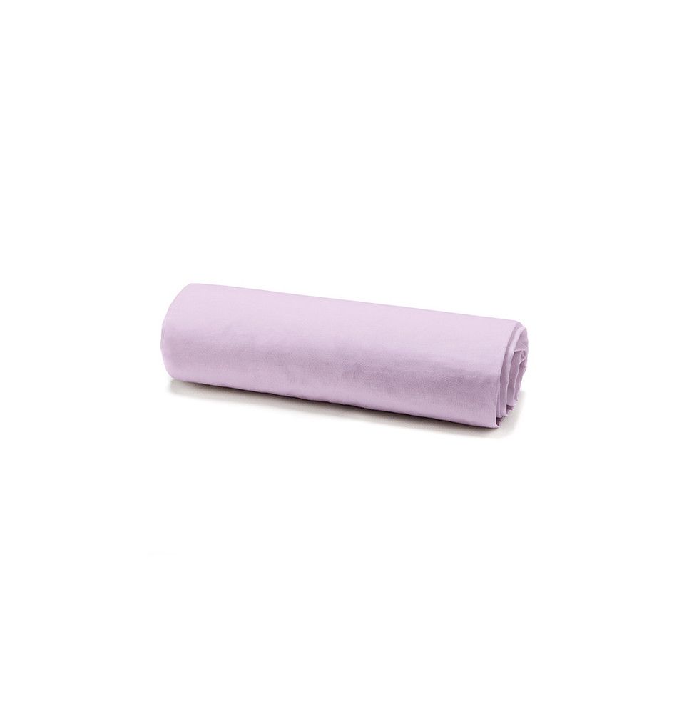 Drap housse en percale de coton - 180 x 200 cm - Poudre de lilas