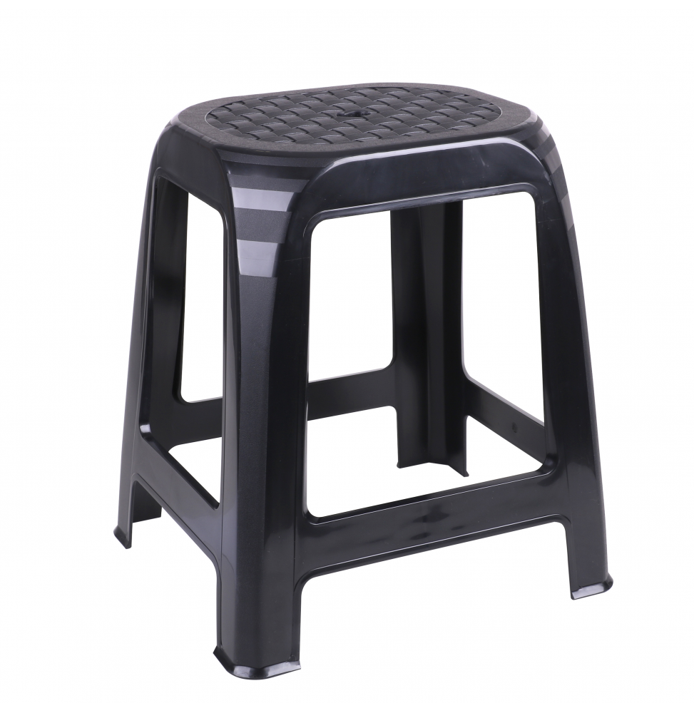 Tabouret en plastique - L 41 x l 36 x H 46 cm - Noir