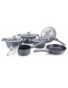 Set de 4 casseroles et 2 poêles avec revêtement en marbre - Tailles différentes - Argenté