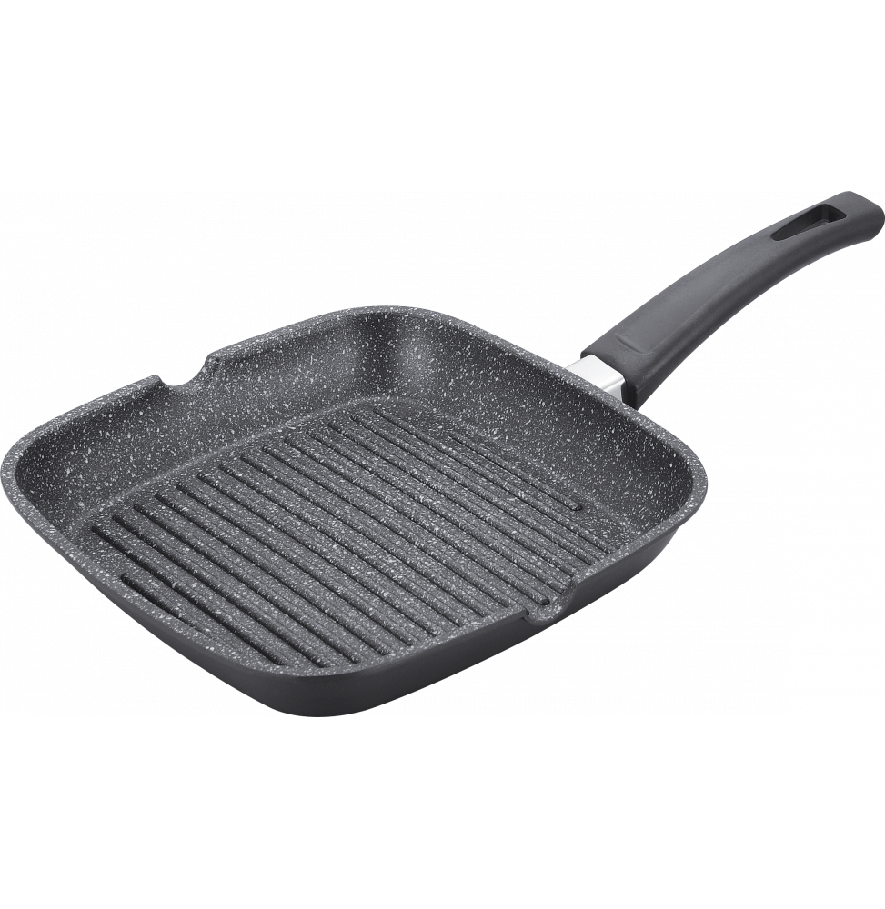 Grill avec revêtement en marbre - L 24 x l 24 cm - Noir
