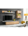 Ensemble meuble TV mural Concret - L 230 x P 40 x H 160 cm - Beige et gris