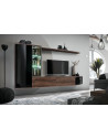 Ensemble meuble TV mural Dark - L 180 x P 38 x 140 cm - Marron et noir