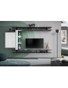 Ensemble meuble TV mural Game - L 230 x P 35 x 130 cm - Blanc et noir