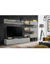 Ensemble meuble TV mural Silk - L 180 x P 38 x 140 cm - Gris