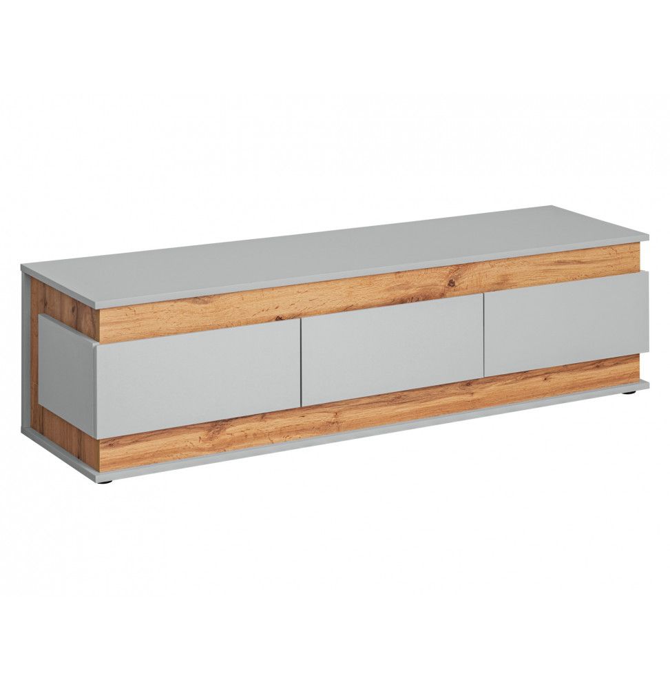 Banc Tv Berlin - L 150 x P 40 x H 41 cm - Gris et marron