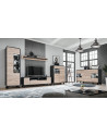 Ensemble meuble TV Round - L 330 x P 45 x H 192 cm - Beige et gris anthracite