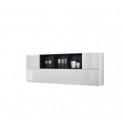 Ensemble meuble TV mural Blox SB V - L 175 x P 32 x H 70 cm - Blanc et noir