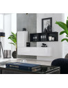 Ensemble meuble TV mural Blox SB VI - L 155 x P 32 x H 105 cm - Blanc et noir