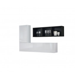 Ensemble meuble TV mural Blox SB VI - L 155 x P 32 x H 105 cm - Blanc et noir