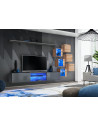 Ensemble meuble TV mural Switch XXI - L 240 x P 40 x H 120 cm - Gris et marron