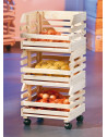 Caisses à fruits sur roulettes - Rangement en bois massif empilable