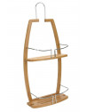 Serviteur de douche - A suspendre - Etagère en bambou et métal chromé - Module de rangement