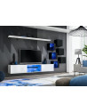 Ensemble meuble TV mural Switch XXI - L 240 x P 40 x H 120 cm - Blanc et noir