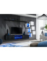 Ensemble meuble TV mural Switch XXI - L 240 x P 40 x H 120 cm - Noir et blanc