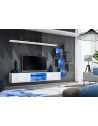 Ensemble meuble TV mural Switch XXI - L 240 x P 40 x H 120 cm - Blanc et gris