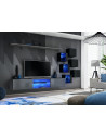 Ensemble meuble TV mural Switch XXI - L 240 x P 40 x H 120 cm - Gris et noir