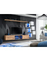 Ensemble meuble TV mural Switch XXI - L 240 x P 40 x H 120 cm - Marron et blanc