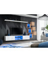 Ensemble meuble TV mural Switch XXI - L 240 x P 40 x H 120 cm - Blanc et marron