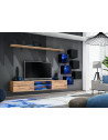 Ensemble meuble TV mural Switch XXI - L 240 x P 40 x H 120 cm - Marron et noir