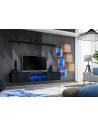 Ensemble meuble TV mural Switch XXI - L 240 x P 40 x H 120 cm - Noir et marron