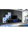 Ensemble meuble TV mural Switch XXII - L 240 x P 40 x H 170 cm - Blanc et noir