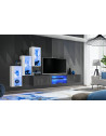 Ensemble meuble TV mural Switch XXII - L 240 x P 40 x H 170 cm - Blanc et gris