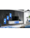 Ensemble meuble TV mural Switch XXII - L 240 x P 40 x H 170 cm - Gris et blanc