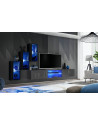 Ensemble meuble TV mural Switch XXII - L 240 x P 40 x H 170 cm - Noir et gris