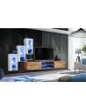 Ensemble meuble TV mural Switch XXII - L 240 x P 40 x H 170 cm - Blanc et marron