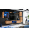 Ensemble meuble TV mural Switch XXIII - L 250 x P 40 x H 140 cm - Marron