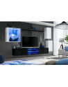 Ensemble meuble TV mural Switch XXIII - L 250 x P 40 x H 140 cm - Noir et blanc