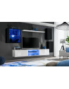 Ensemble meuble TV mural Switch XXIII - L 250 x P 40 x H 140 cm - Blanc et noir