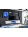 Ensemble meuble TV mural Switch XXIII - L 250 x P 40 x H 140 cm - Blanc et gris