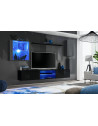 Ensemble meuble TV mural Switch XXIII - L 250 x P 40 x H 140 cm - Noir et gris