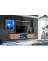 Ensemble meuble TV mural Switch XXIII - L 250 x P 40 x H 140 cm - Marron et gris