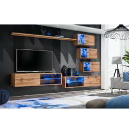 Ensemble meuble TV mural Switch XXIV - L 260 x P 40 x H 170 cm - Marron