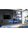 Ensemble meuble TV mural Switch XXIV - L 260 x P 40 x H 170 cm - Gris et blanc