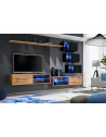 Ensemble meuble TV mural Switch XXIV - L 260 x P 40 x H 170 cm - Marron et noir