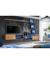 Ensemble meuble TV mural Switch XXIV - L 260 x P 40 x H 170 cm - Marron et gris