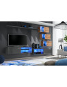 Ensemble meuble TV mural Switch XXIV - L 260 x P 40 x H 170 cm - Gris et marron