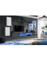Ensemble meuble TV mural Switch XXV - L 280 x P 40 x H 140 cm - Gris et blanc