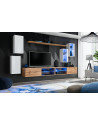 Ensemble meuble TV mural Switch XXV - L 280 x P 40 x H 140 cm - Marron et blanc