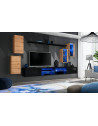 Ensemble meuble TV mural Switch XXV - L 280 x P 40 x H 140 cm - Noir et marron